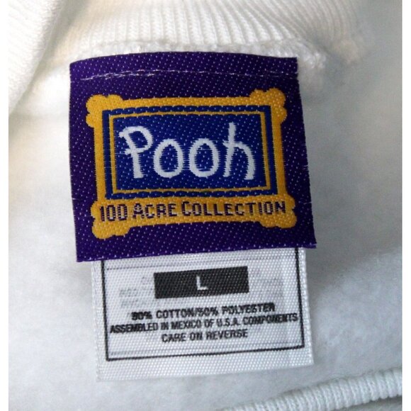 VTG 90s NWT Disney Winnie the Pooh Sweatshirt Embroidered Tumbling White Sz Lg - Picture 7 of 10
